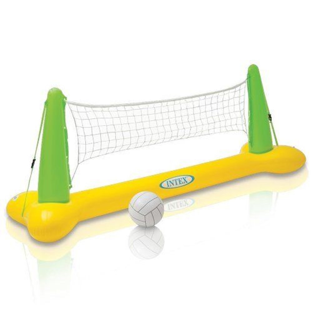 Intex Floating Volleyball game net in pool setup for family play and outdoor fun.