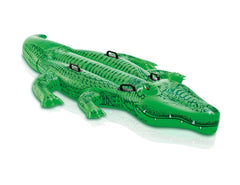 Intex Giant Gator ride-on float shows 80 x 45 inches for family pool fun