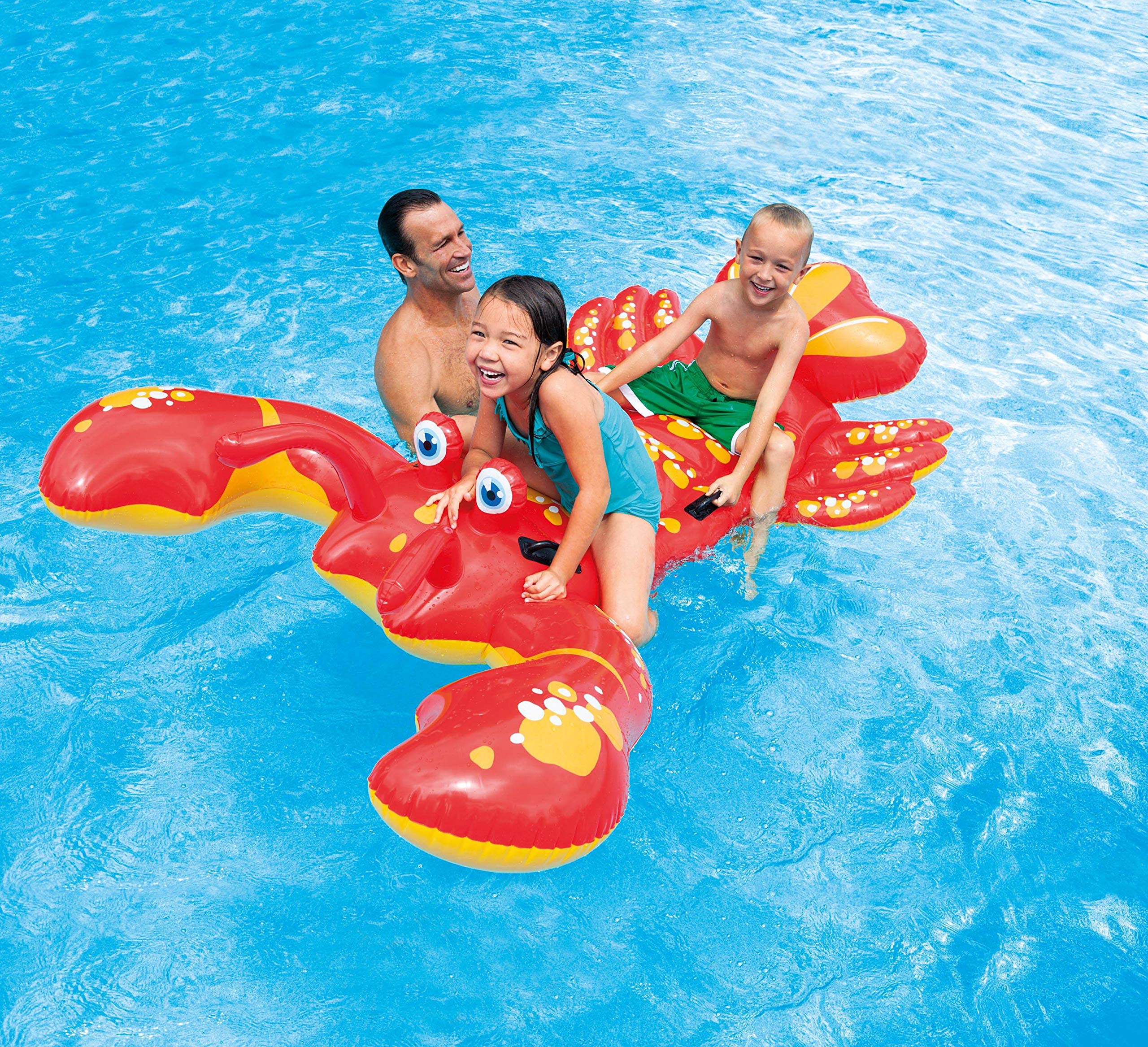 Intex Giant Lobster float measures 84 by 54 inches for spacious play.