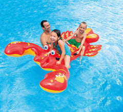 Intex Giant Lobster float measures 84 by 54 inches for spacious play.