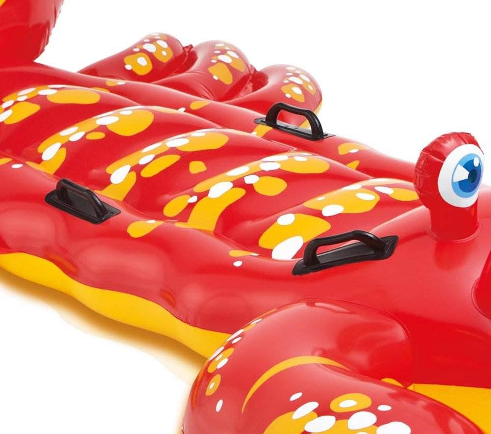 Intex Giant Lobster ride-on features four handles for stable grip.