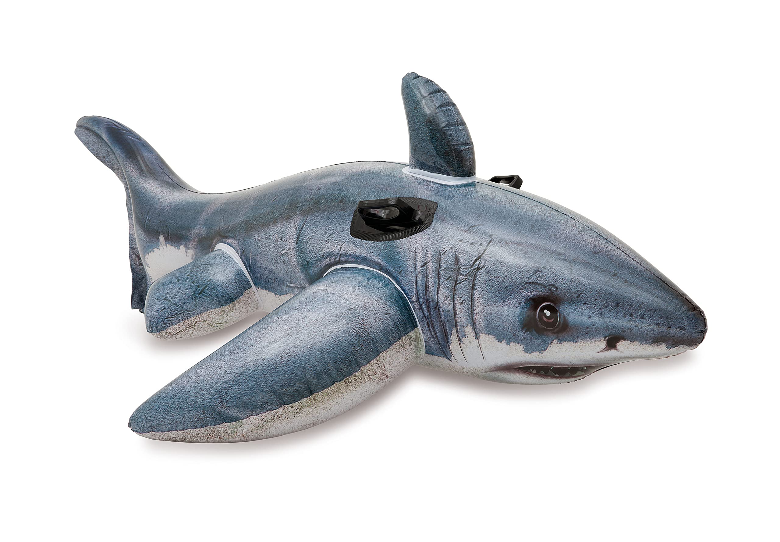 Intex Great White Shark Float front view with two handles for stable pool fun
