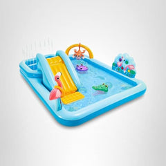 Intex Jungle Adventure Play Center backyard setup for family gatherings.