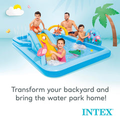 Intex Jungle Adventure Play Center flamingo detail enhances the tropical vibe.