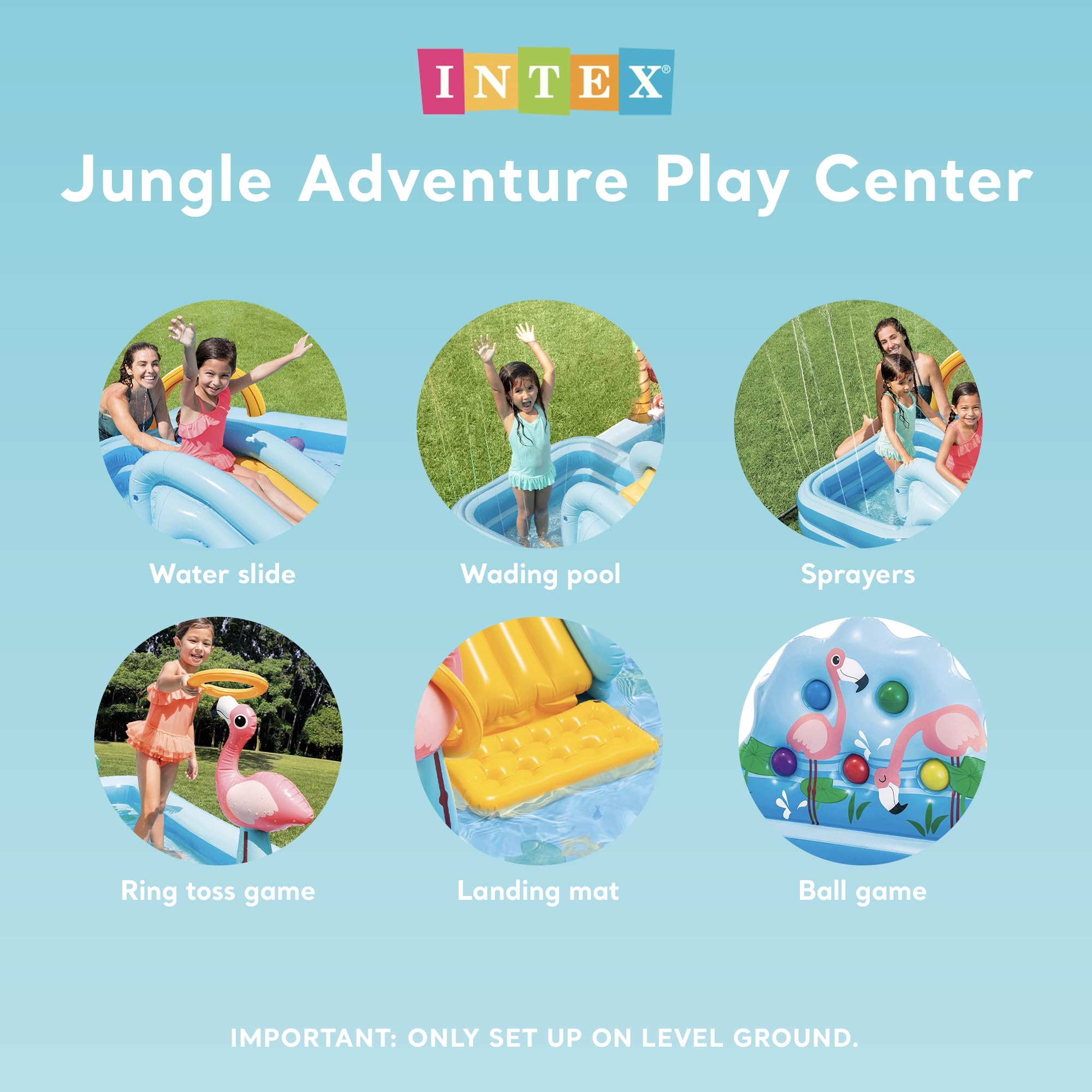 Intex Jungle Adventure Play Center inflatable arch creates a playful entry.