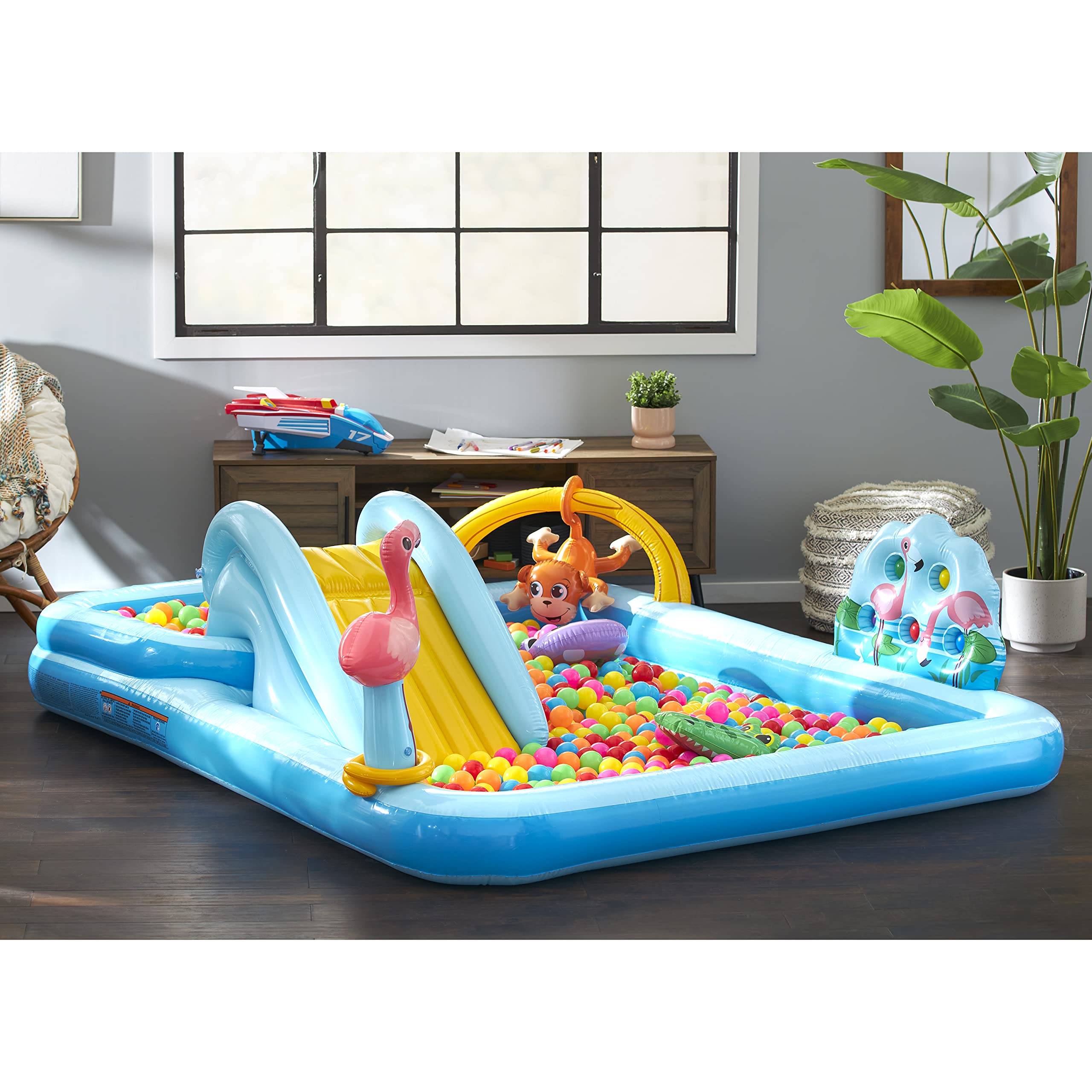 Intex Jungle Adventure Play Center ring toss game invites active play.