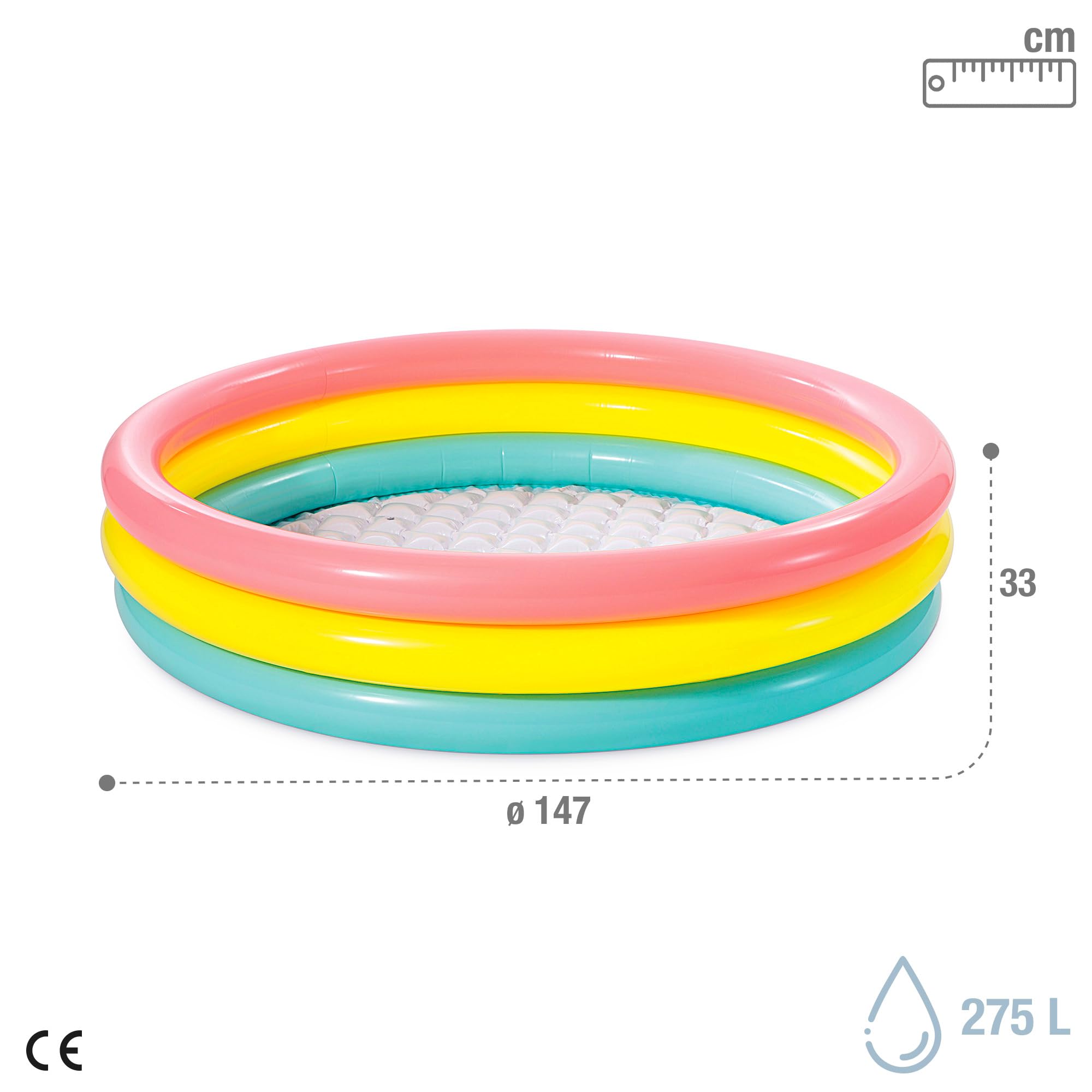 Intex Kiddie Pool Sunset Glow wall detail with three-ring color walls