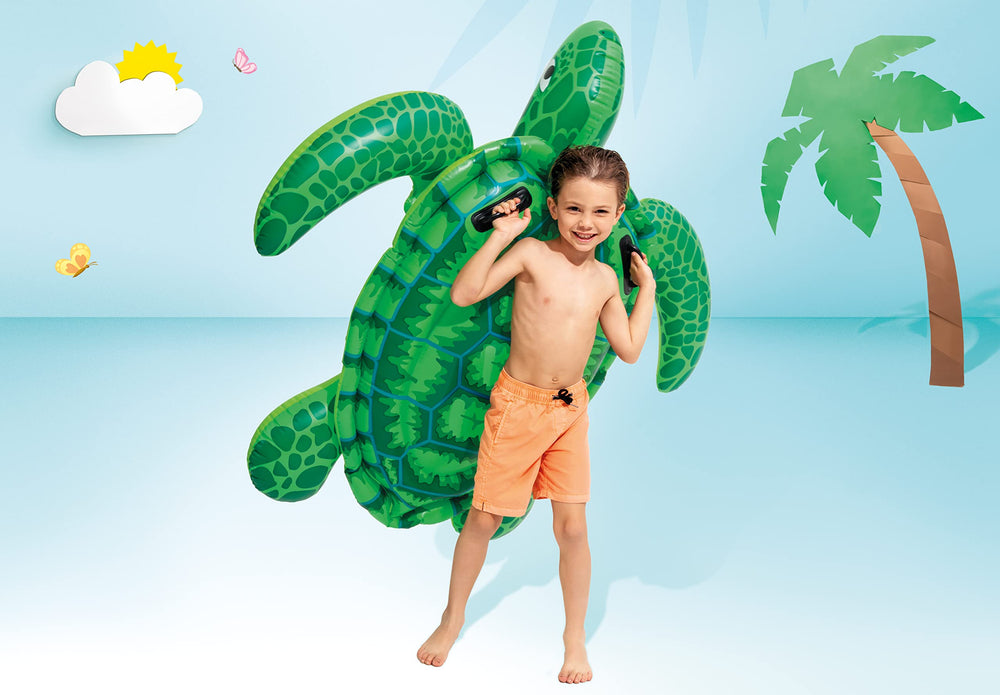 INTEX Lil' Sea Turtle deflated 59x50 inches for easy storage.