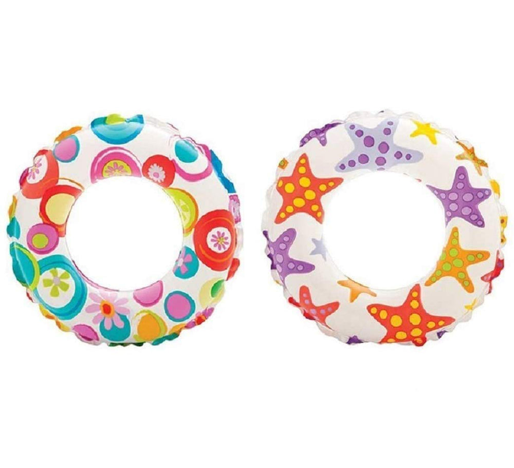 Intex recreation swim ring with lively print for kids pool play