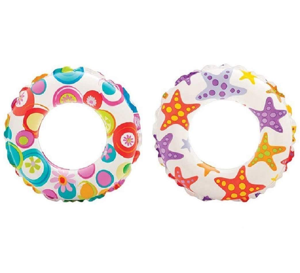 Intex recreation swim ring with lively print for kids pool play