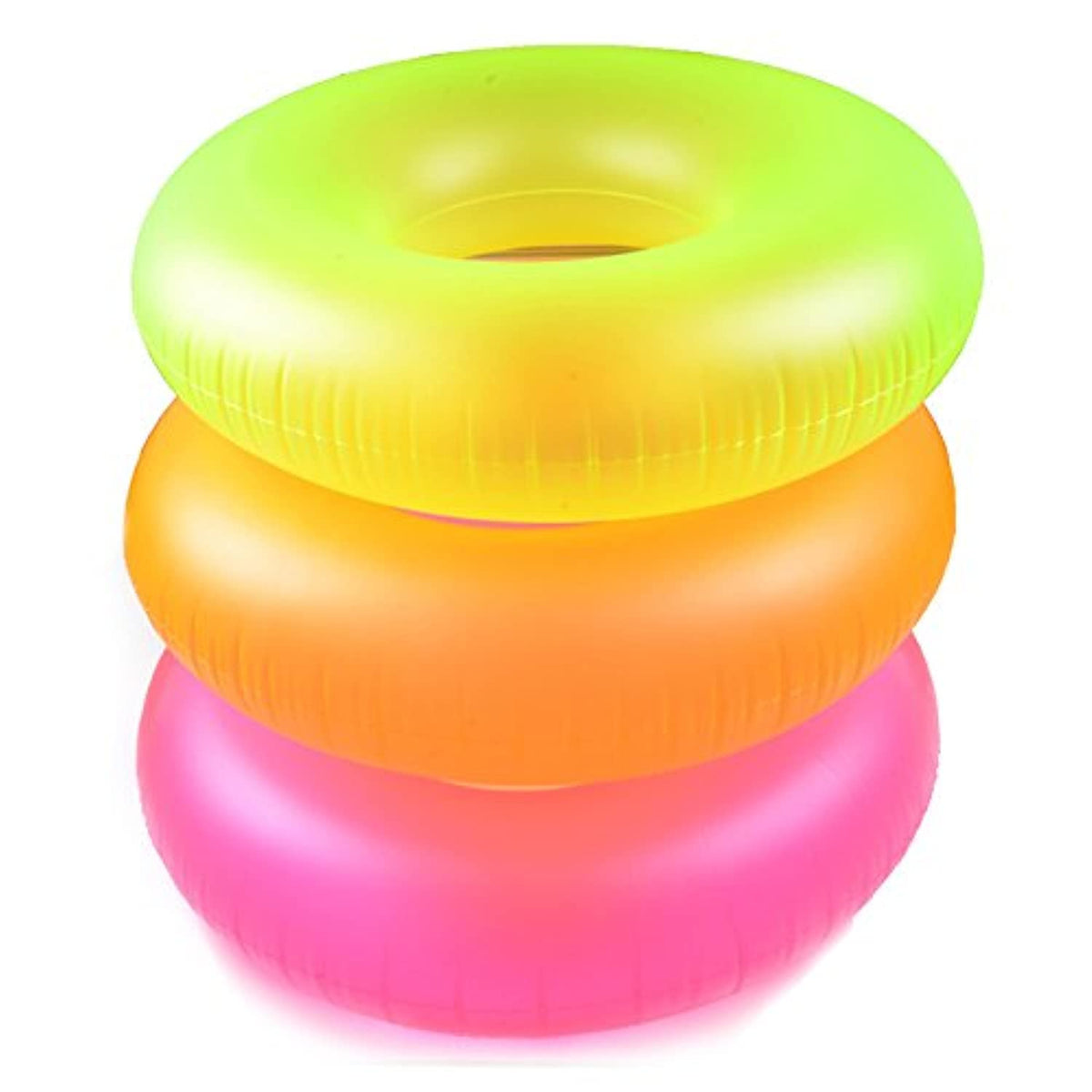 Intex Neon Frost Swim Tubes 3-pack in green pink orange for relaxed pool lounging and high visibility