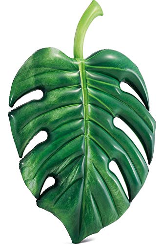 Intex palm leaf mat showing photoreal pattern at poolside or indoors.