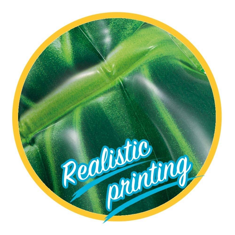 Intex palm leaf mat used indoors or outdoors for relaxed water lounging.