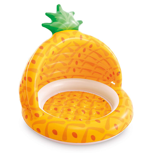 Intex Pineapple Baby Pool with built-in sunshade for shaded, safe outdoor play.