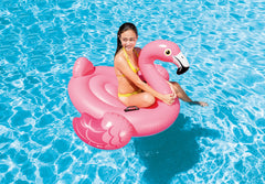 Intex Pink Flamingo pool float, side view, spacious interior for relaxing.
