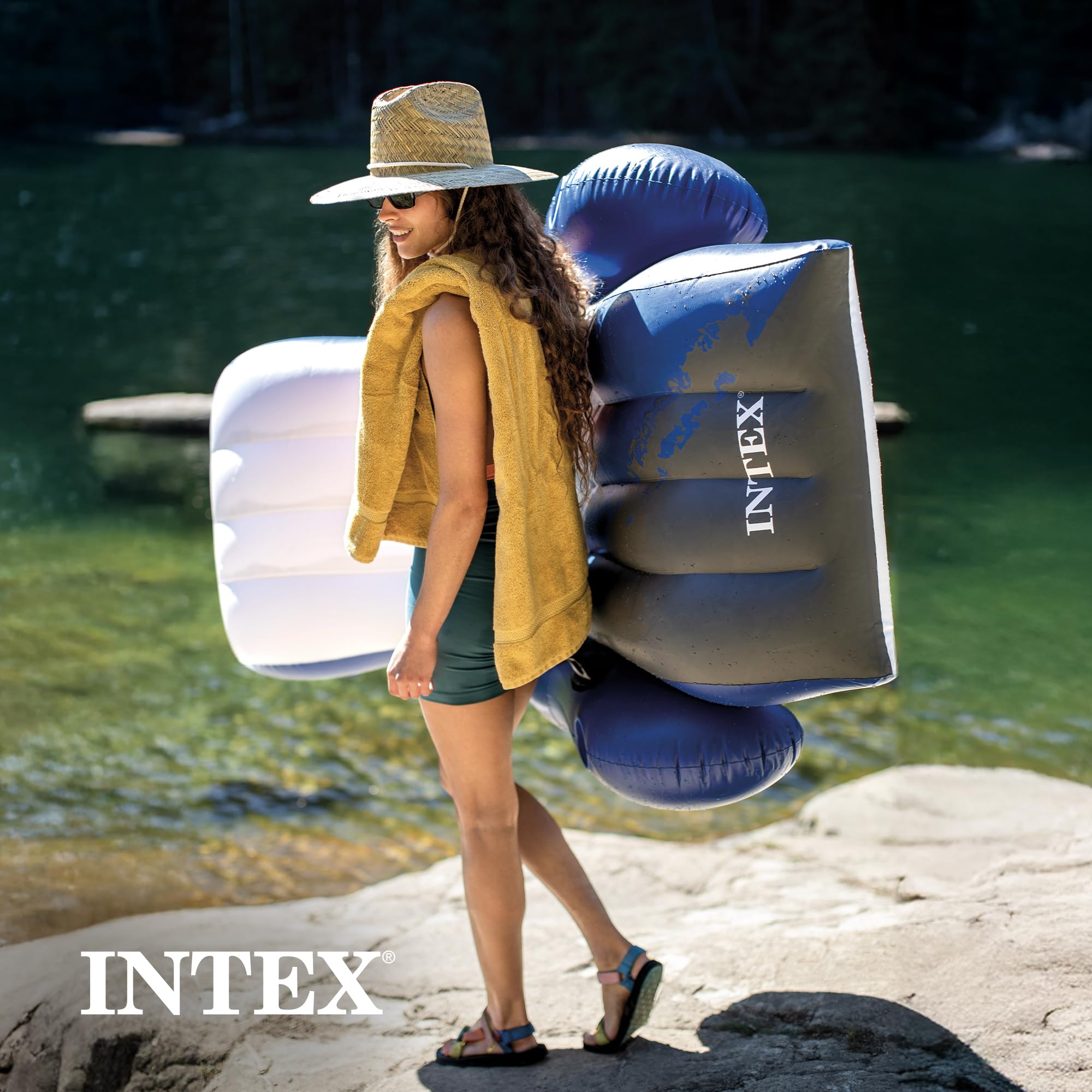 Intex repair patch included for quick on-site fixes.