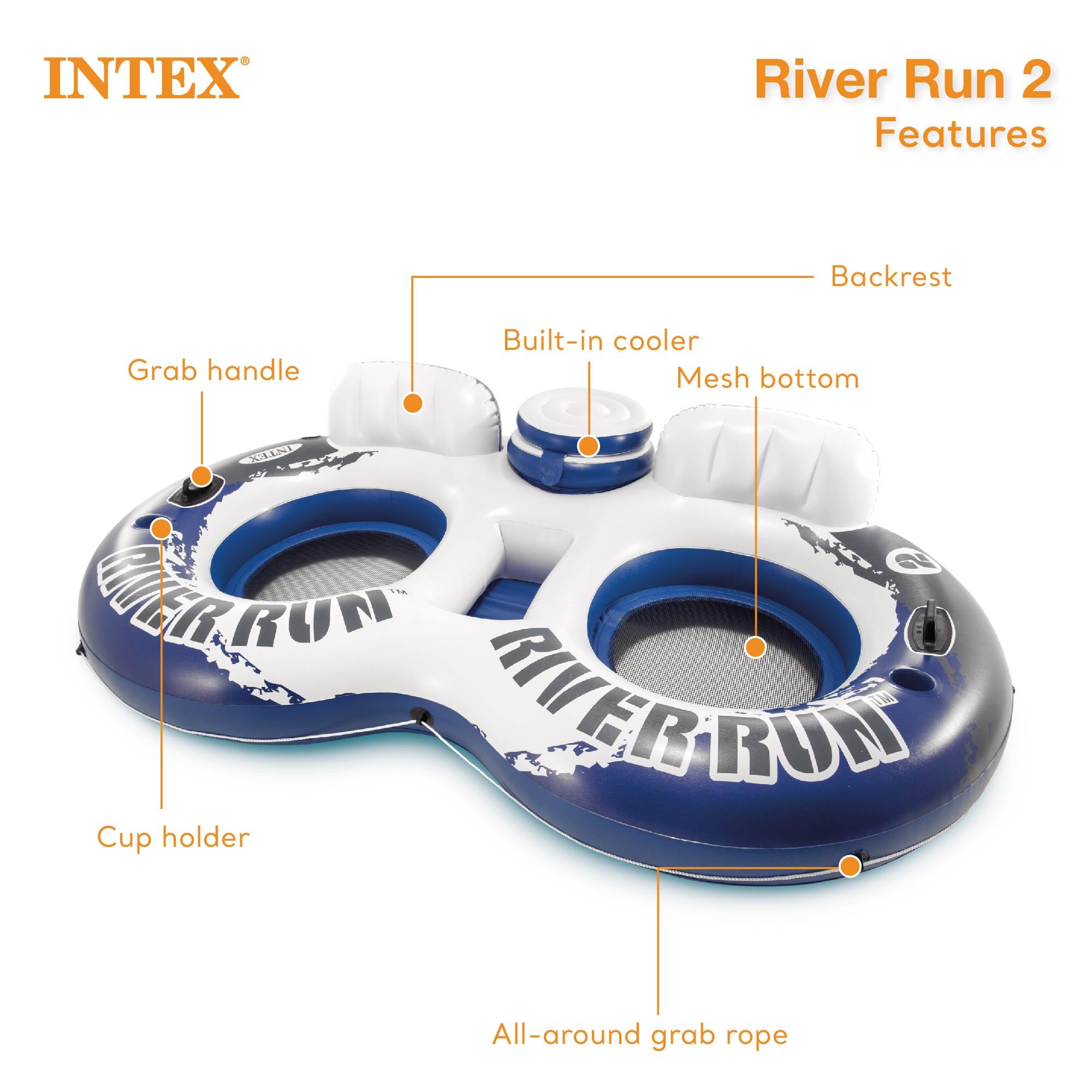 Intex River Run 2 backrests provide comfortable support for relaxed river lounging.