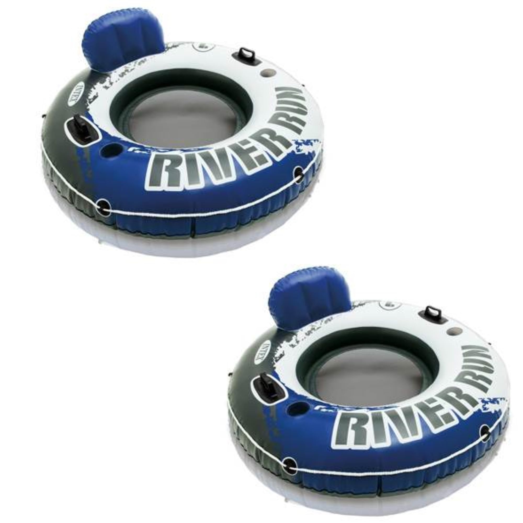 Intex River Run backrest lounge on water for solo relaxation; two-pack included.