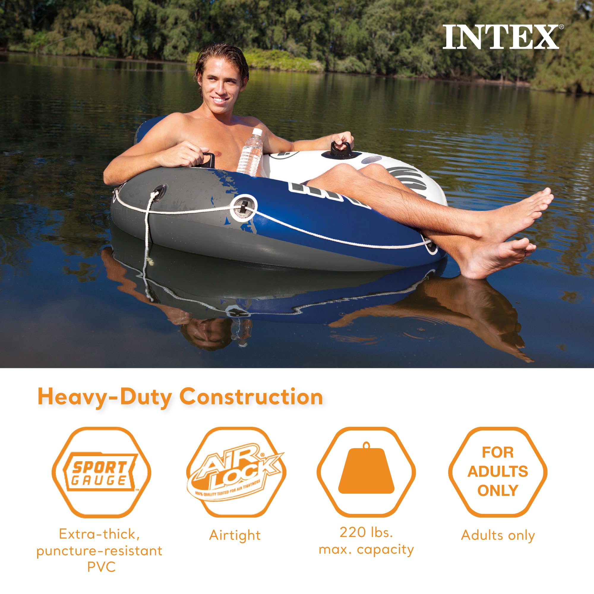 Intex River Run with cup holders keeps drinks within reach.
