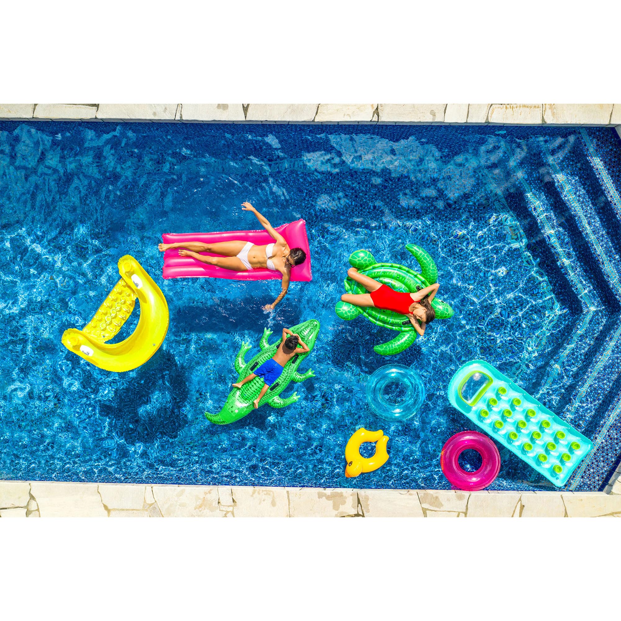 Intex Sit 'N Float supports up to 220 lb for stable floating.