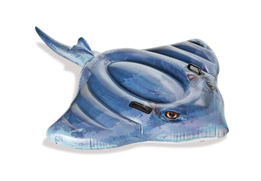 Intex Stingray ride-on with photorealistic design for sunny beach days.