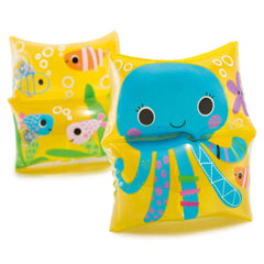Intex Sea Buddy Octopus arm bands on a child, boosting buoyancy and playtime in the pool.