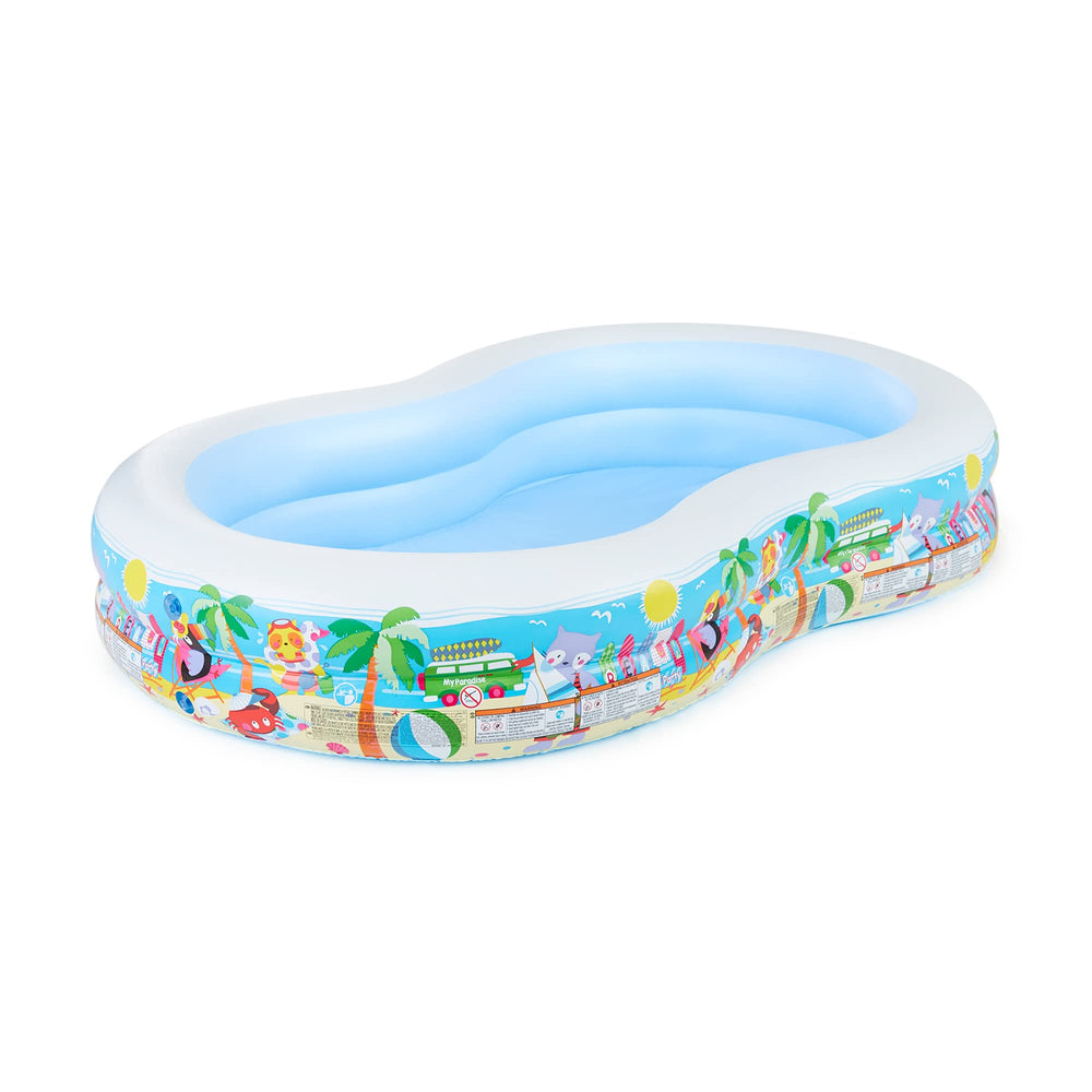 Intex Swim Center Paradise Seaside pool setup in backyard for quick backyard fun