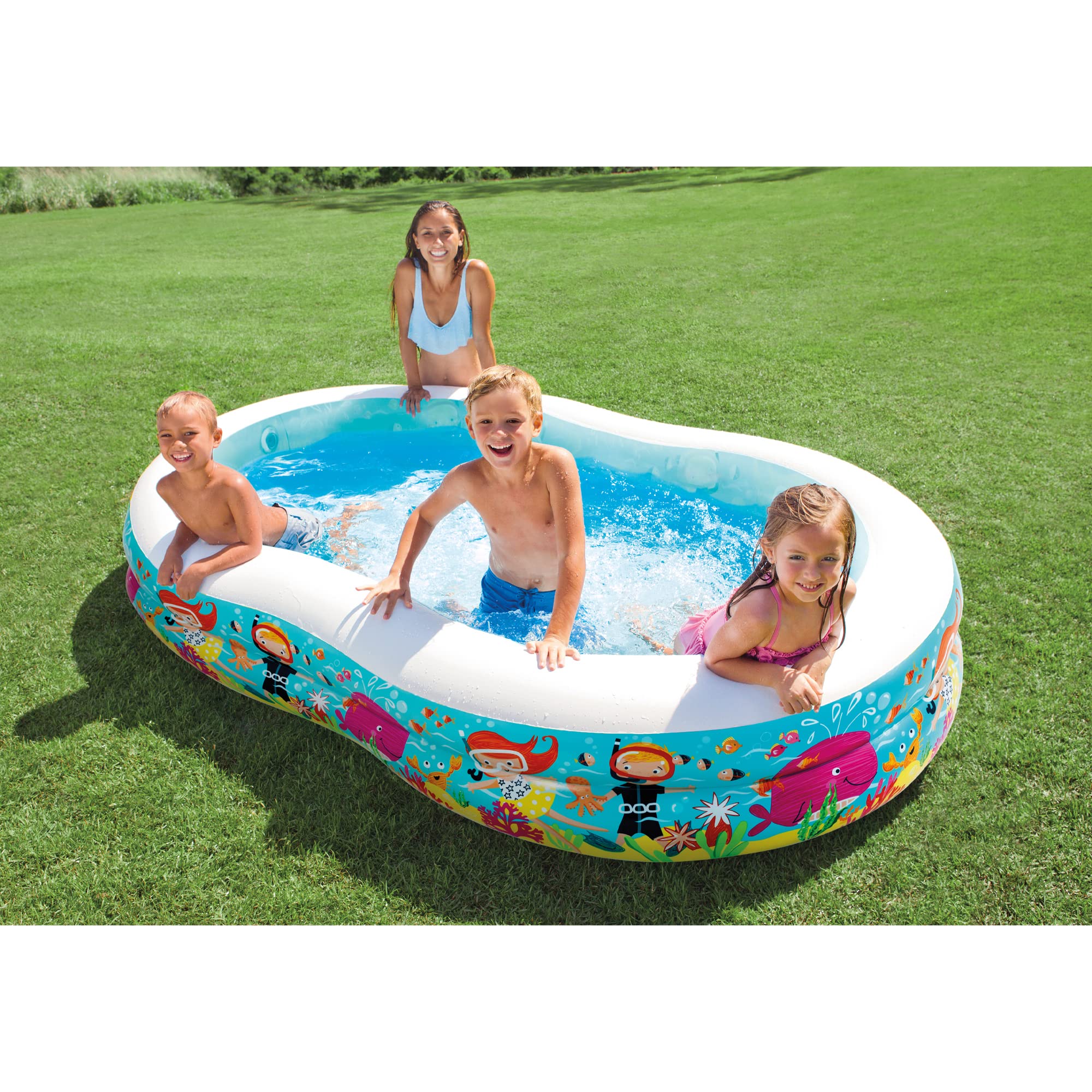 Intex Swim Center Paradise Seaside pool soft walls provide safe comfy play for toddlers