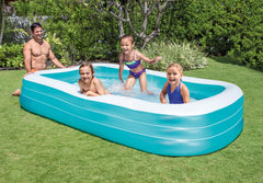 INTEX Swim Center Pool durable-wall close-up highlights 12-gauge vinyl construction