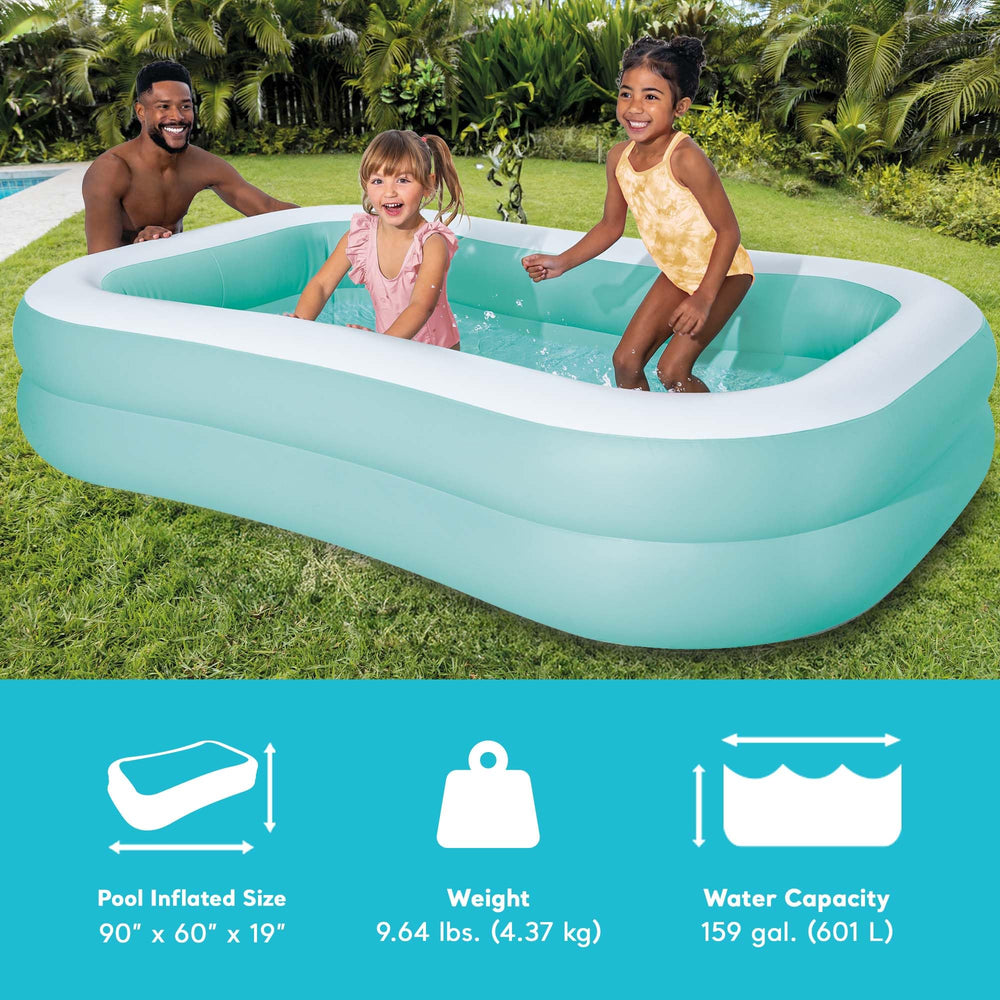 Intex Swim Center pool sidewalls provide stability for young swimmers