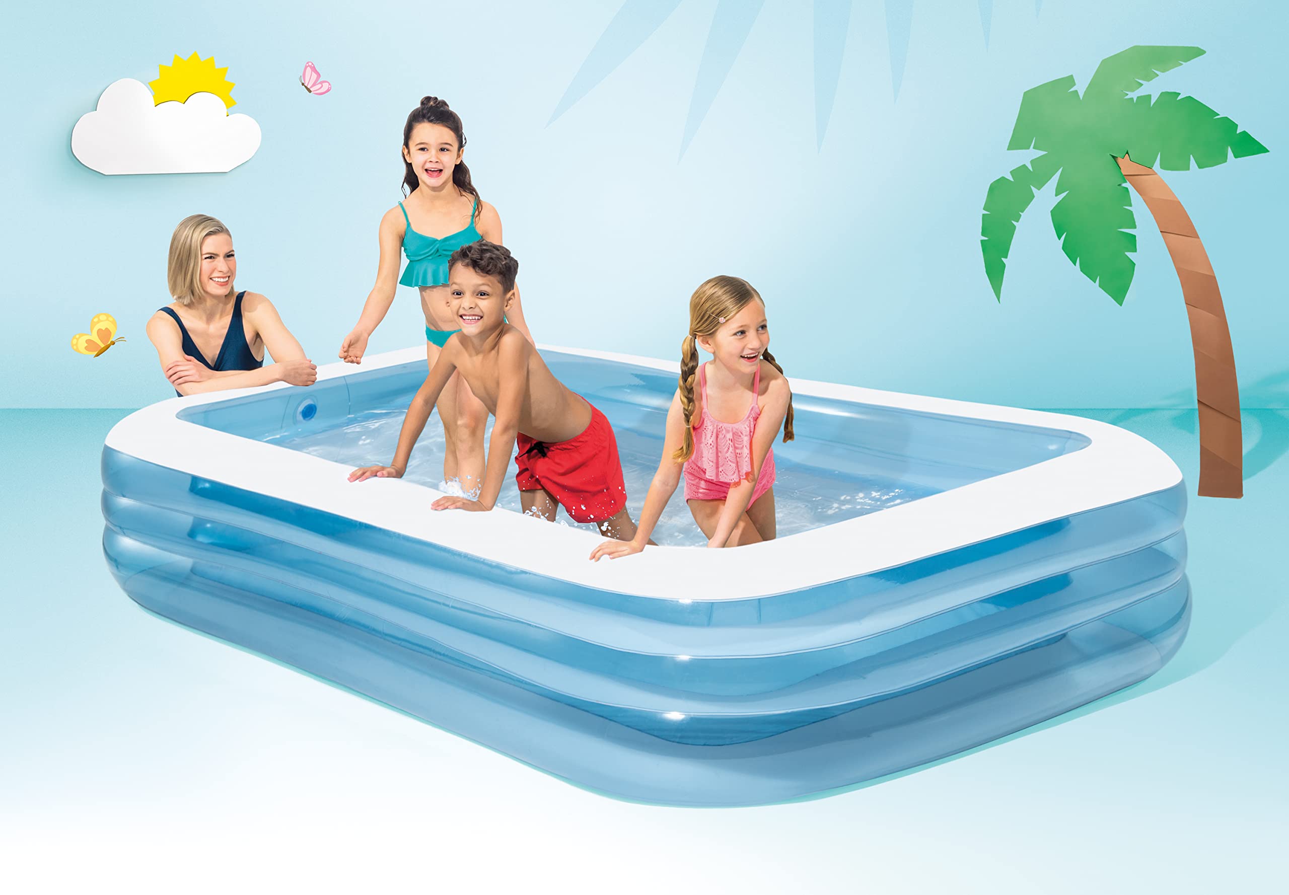 INTEX Swim Center Pool water-filled view demonstrates approachable depth for hot days