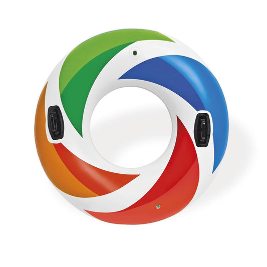 Intex inflatable tubes with two separate air chambers for stability.