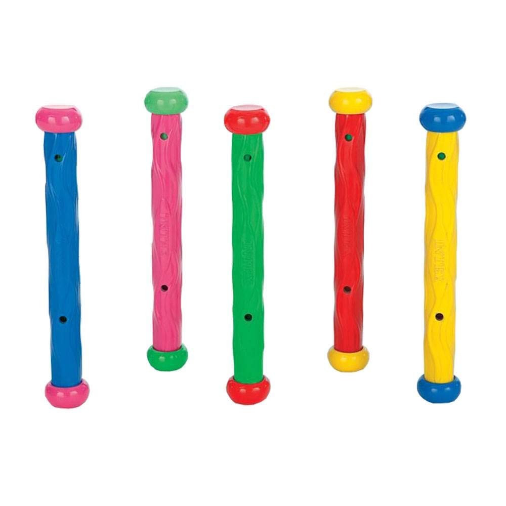 Intex Underwater Play Sticks 5-pack placed on the pool bottom for easy retrieval