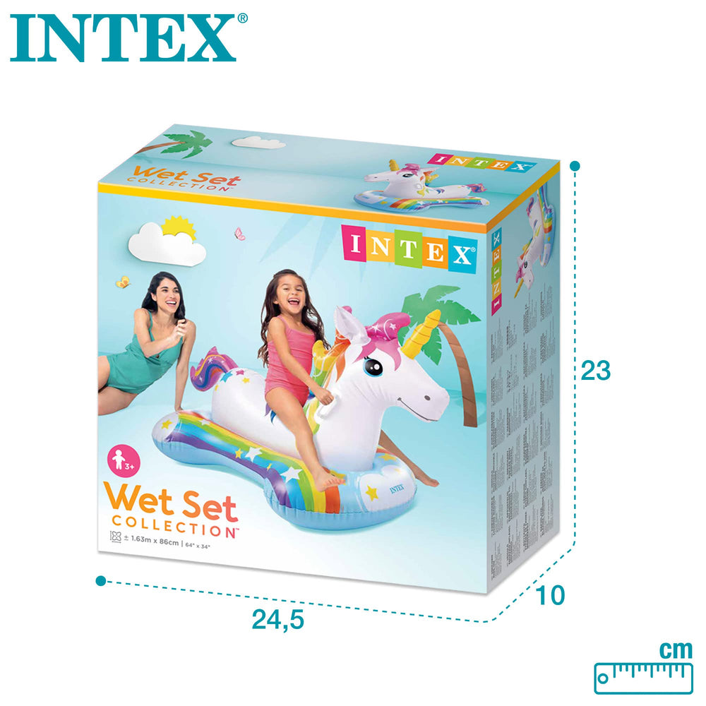 Intex Unicorn Ride-On back view; inviting toy for shared pool play