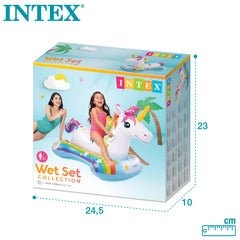 Intex Unicorn Ride-On back view; inviting toy for shared pool play
