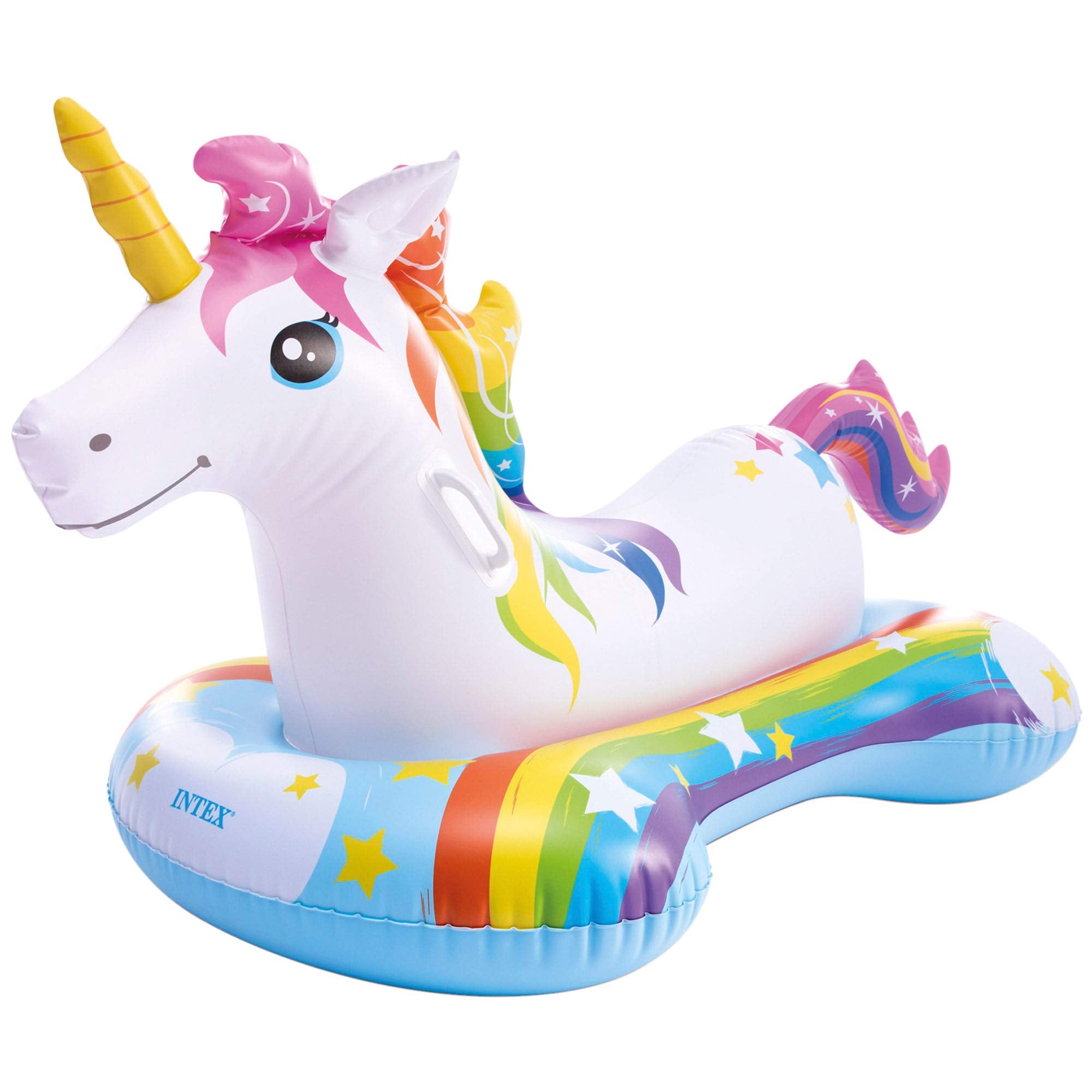 Intex Unicorn Ride-On front view; kid-friendly pool toy for sunny days