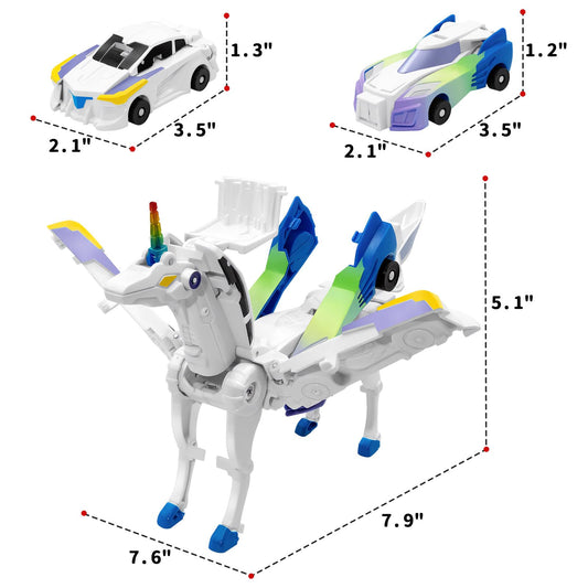 Intoypad magnetic transformation unicorn enabling safe, interactive crash and transform