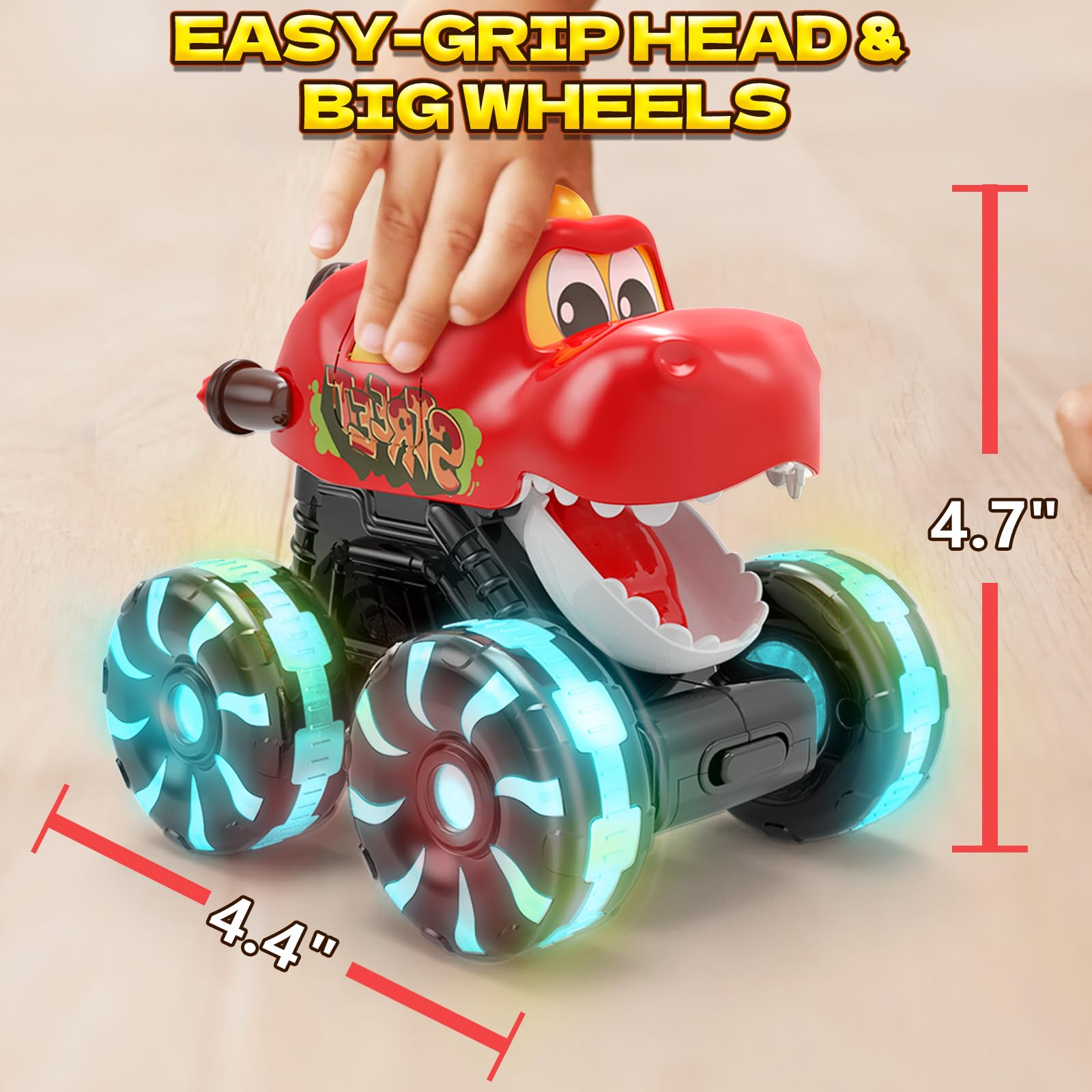 Intoypad toddler dino truck close up shows sturdy build