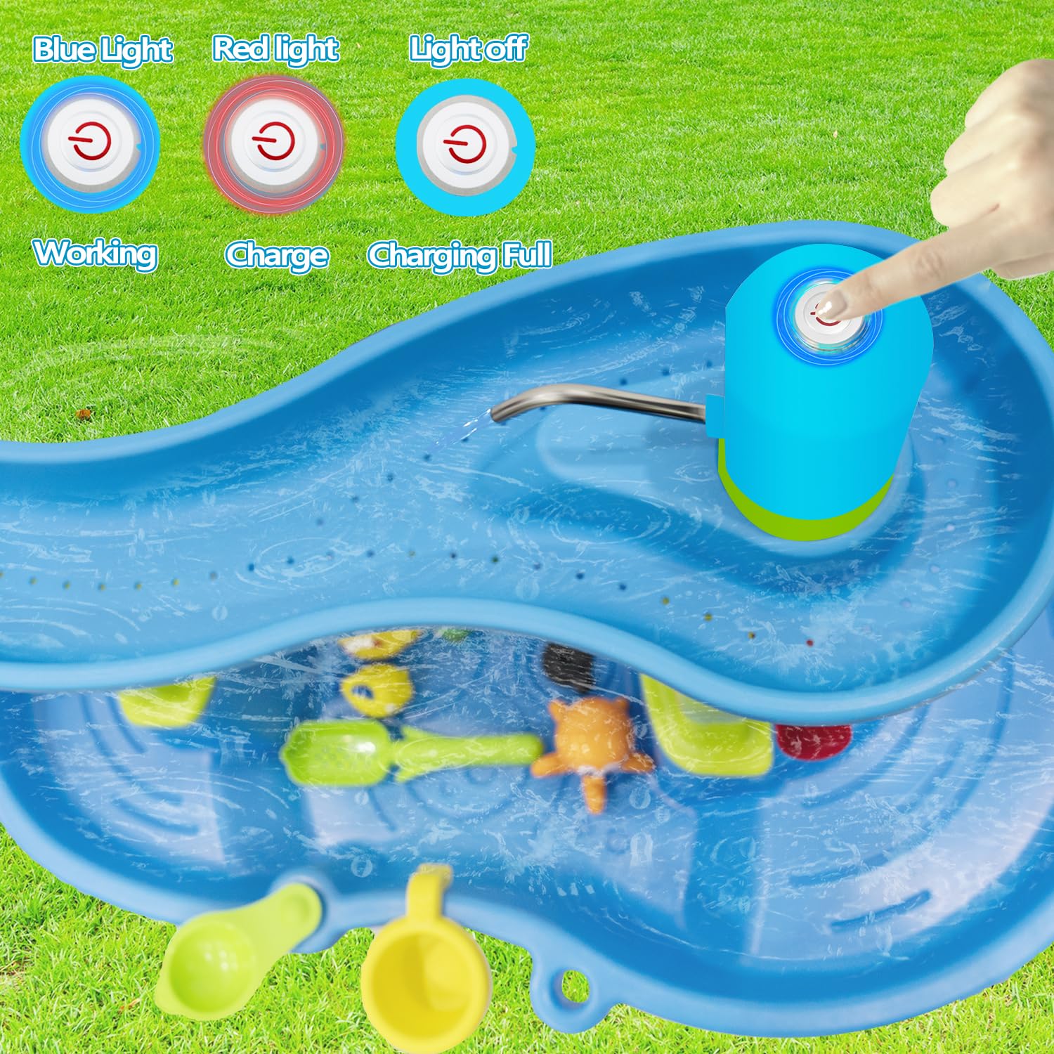 Intoypad Ultimate Water Table Pump outdoor play in backyard setting