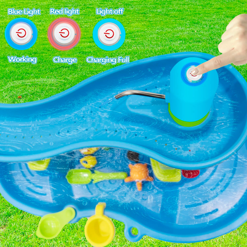 Intoypad Ultimate Water Table Pump outdoor play in backyard setting