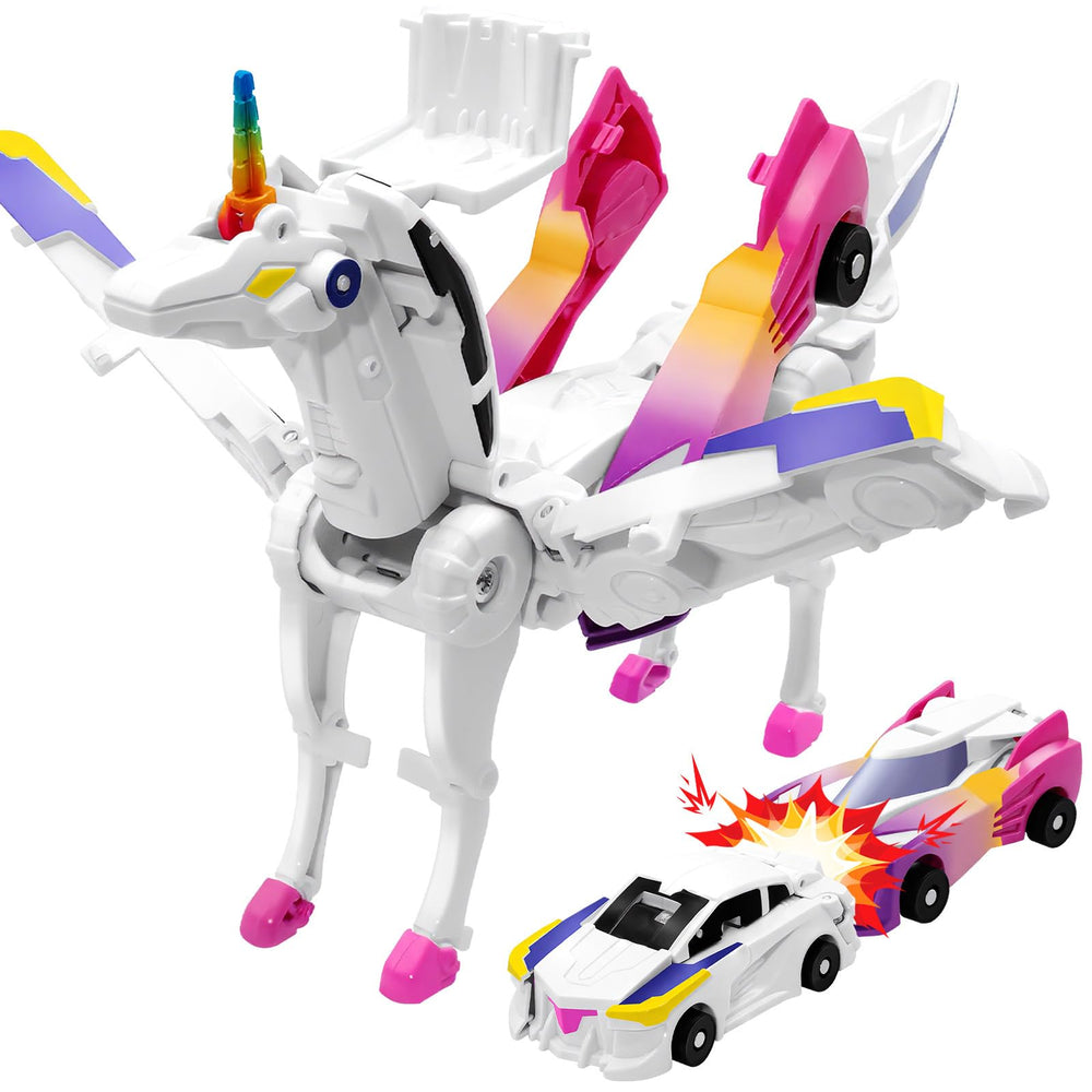 Intoypad Unicorn Collision front view with magnetic cars transforming for imaginative play.