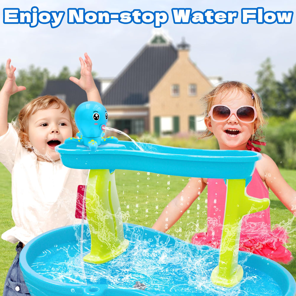 Intoypad battery-powered motor drives a vibrant water spray for kids.