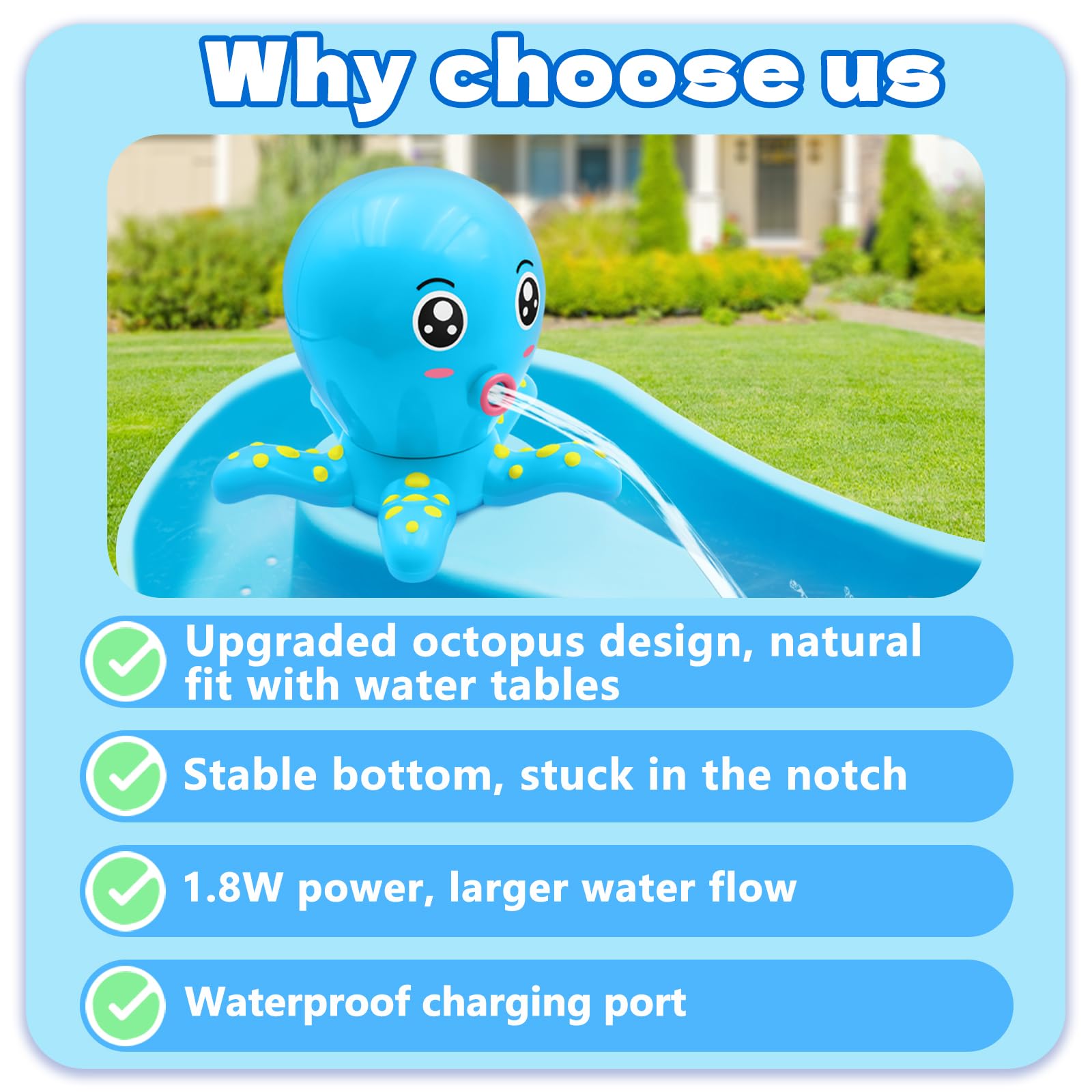 Intoypad pump delivering a steady water flow for group water play.