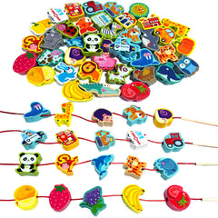 Intsinzi Montessori wooden lacing beads box set for colorful learning and safe play.