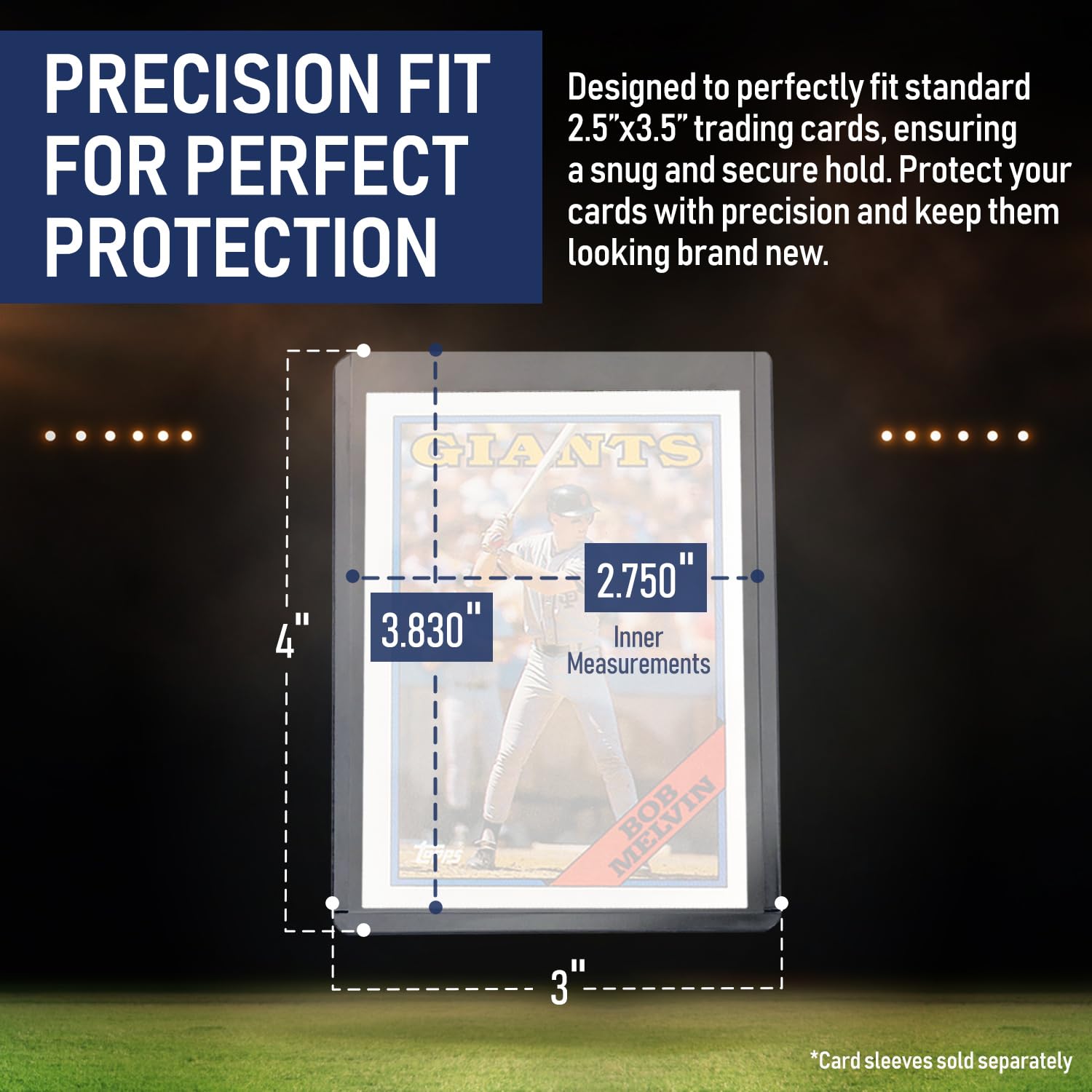Invested Alliance hard plastic top loader keeps baseball and trading cards protected.