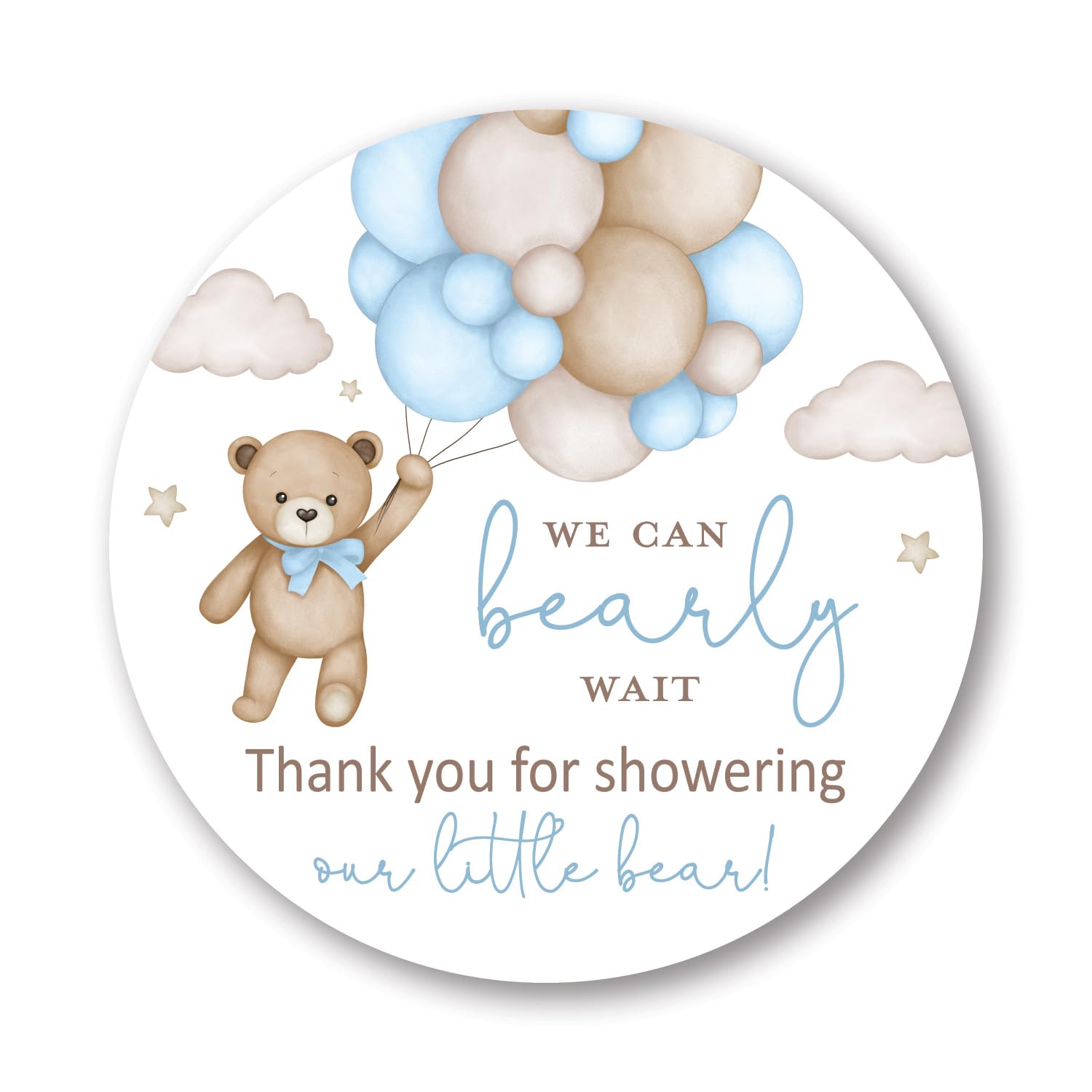 InvitationHouse 2-inch blue bear stickers for baby shower favors