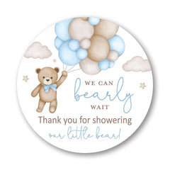 InvitationHouse 2-inch blue bear stickers for baby shower favors