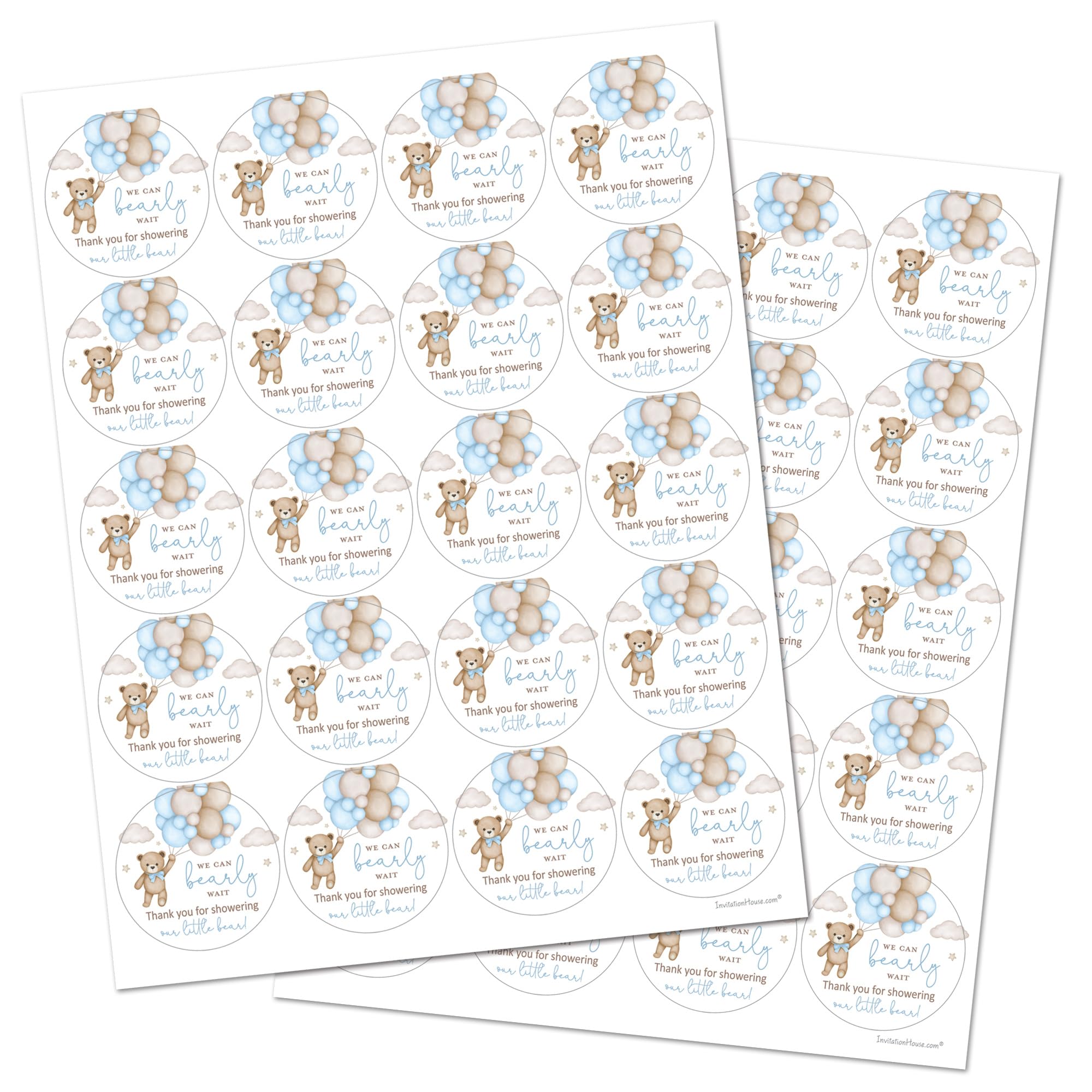 InvitationHouse blue bear labels ready for quick assembly and gifting