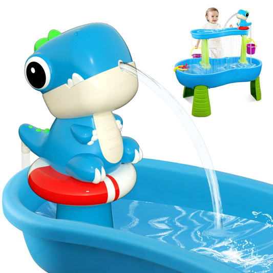inzerwudi dinosaur water table pump blue front view for durable outdoor water play