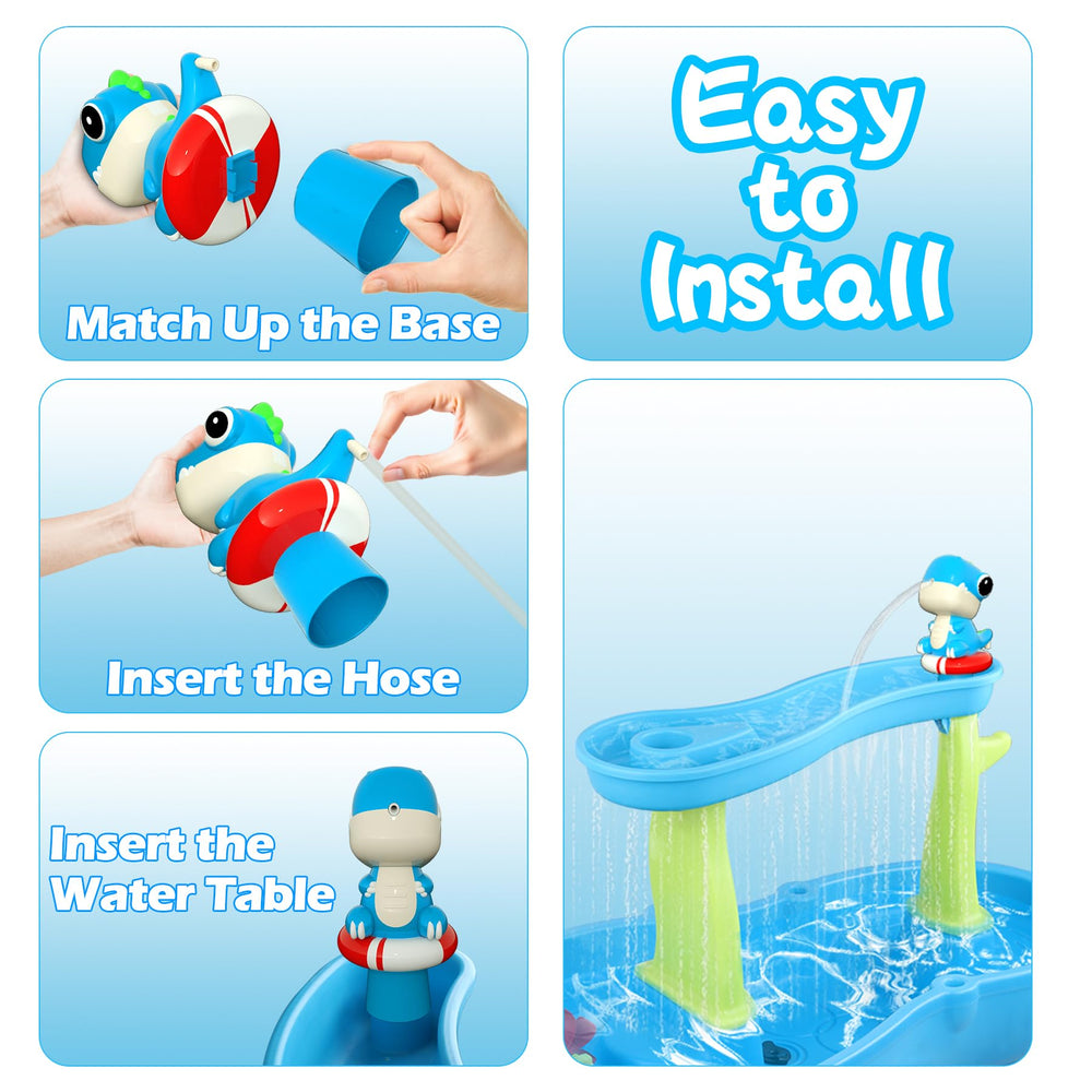 inzerwudi dinosaur water table pump blue setup no drill for easy installation